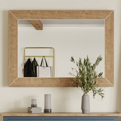 Signature Wall Mirror With Oak Wooden Frame