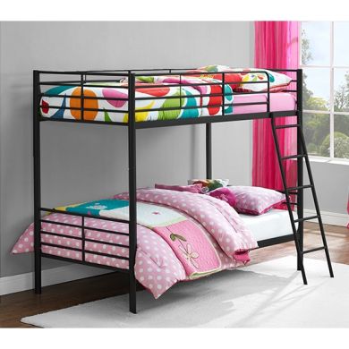 Chadre Metal Convertible Single Over Single Bunk Bed In Black