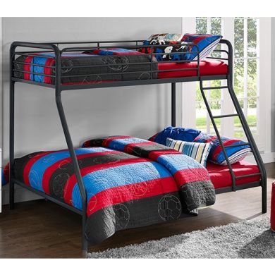 Chadre Metal Single Over Double Bunk Bed In Black