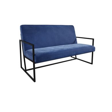 Chance Velvet 2 Seater Sofa In Oxford Blue With Matte Black Metal Frame