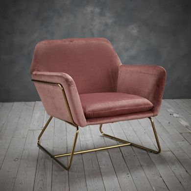 Charles Velvet Armchair In Vintage Pink