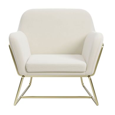 Charles Velvet Armchair In Cream With Brushed Gold Legs