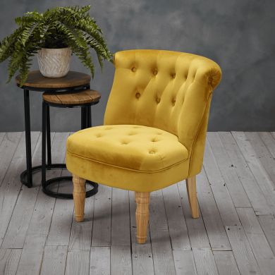Charlotte Plush Velvet Bedroom Chair In Mustard Gold