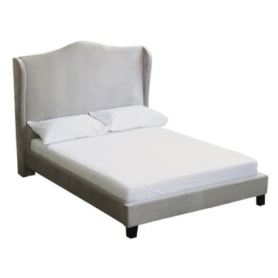 Chateaux Velvet Wing King Size Bed In Silver