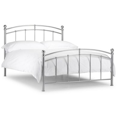 Chatsworth Metal King Size Bed In Bright Aluminium Effect