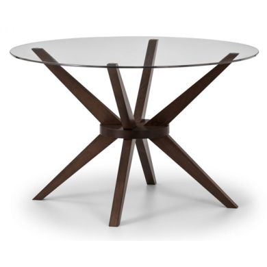 Chelsea Clear Glass Dining Table With Walnut Legs