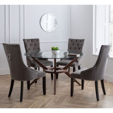 Chelsea Large Glass Dining Table With 4 Veneto Chairs