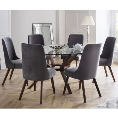 Chelsea Large Glass Dining Table With 6 Huxley Chairs