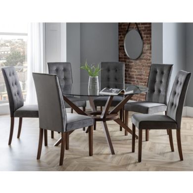 Chelsea Large Glass Dining Table With 6 Madrid Chairs