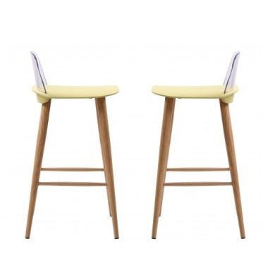 Chelsea Lime Wooden Bar Stools In Pair
