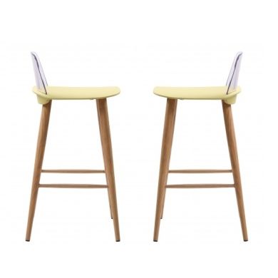 Chelsea Lime Wooden Bar Stools In Pair