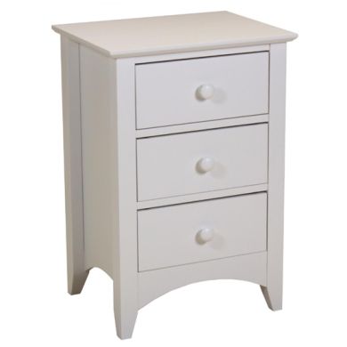 Chelsea Wooden Bedside Cabinet In White With 3 Drawers