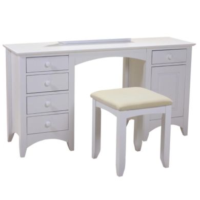 Chelsea Wooden Dressing Table In White With 1 Door And 5 Drawers