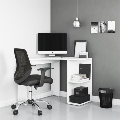 Chesil Corner Wooden Computer Desk In White