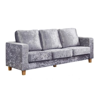 Chesterfield Crushed Velvet 3 Seater Sofa In Silver