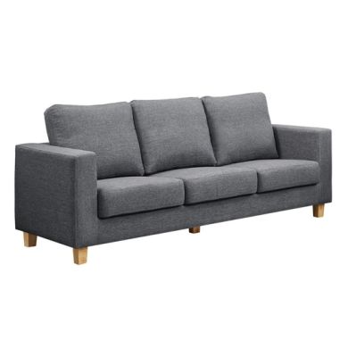 Chesterfield Linen Fabric 3 Seater Sofa In Dark Grey