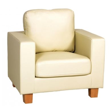 Chesterfield PU Leather 1 Seater Sofa In Cream
