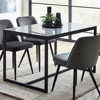 Chicago Rectangular Smoked Glass Dining Table With Black Frame