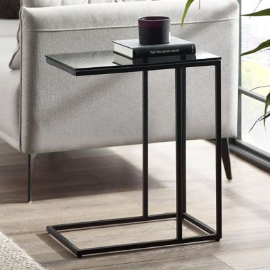 Chicago Smoked Glass Side Table With Black Frame