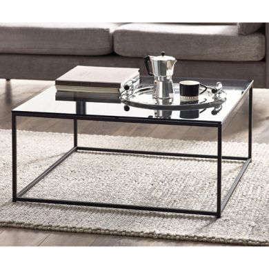 Chicago Smoked Glass Square Coffee Table With Metal Frame