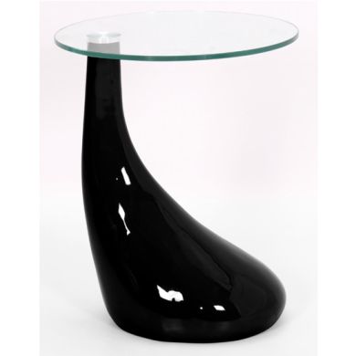 Chilton Clear Lamp Table With Black High Gloss Wooden Base