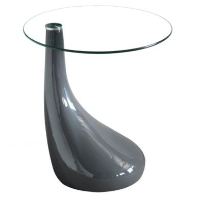 Chilton Clear Lamp Table With Grey High Gloss Wooden Base