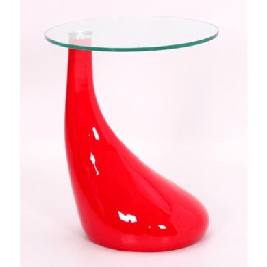 Chilton Clear Lamp Table With Red High Gloss Wooden Base