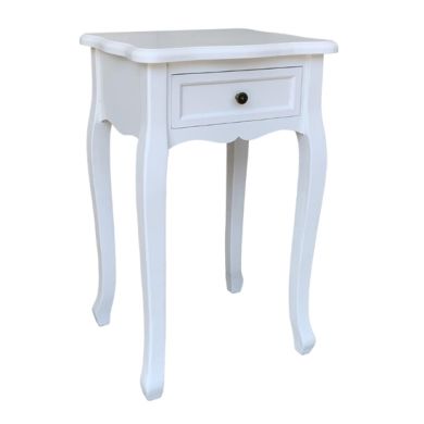 Chloe Wooden Bedside Cabinet In White With 1 Drawer
