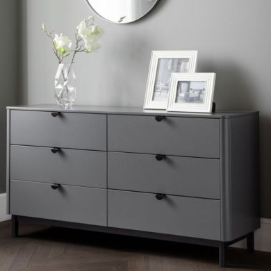 Chloe Wooden Chest Of Drawers In Storm Grey With 6 Drawers