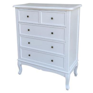 Chloe Wooden Chest Of Drawers In White With 5 Drawers