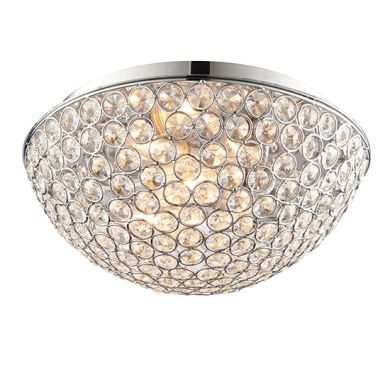 Chryla 3 Lights Clear Faceted Crystals Flush Ceiling Light In Chrome