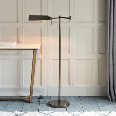 Clarendon Task Floor Lamp In Deep Antique Patina
