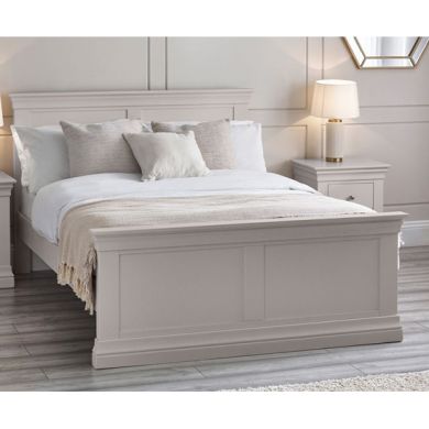 Clermont Wooden King Size Bed In Light Grey