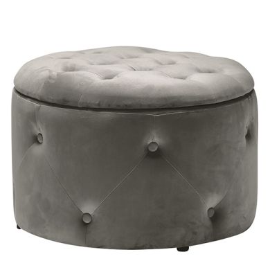 Cleo Velvet Storage Pouff In Charcoal