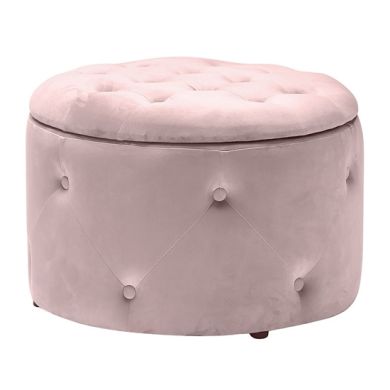 Cleo Velvet Storage Pouff In Pink