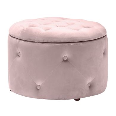 Cleo Velvet Storage Pouff In Pink