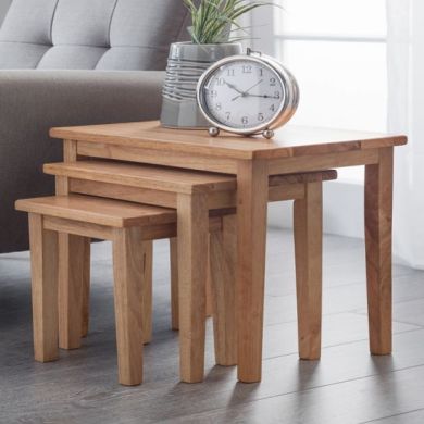 Cleo Wooden Nest of Tables In Light Oak