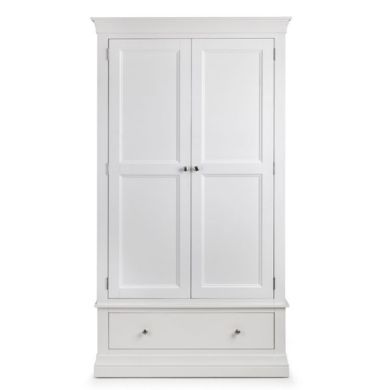 Clermont Wooden 2 Doors 1 Drawer Wardrobe In White