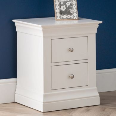 Clermont Wooden 2 Drawers Bedside Cabinet In White