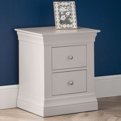 Clermont Wooden Bedside Cabinet In Light Grey With 2 Drawers