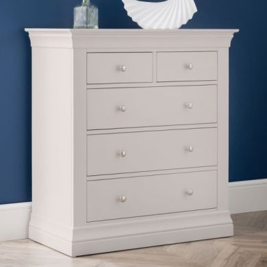 Clermont Wooden Chest Of 5 Drawers In Light Grey