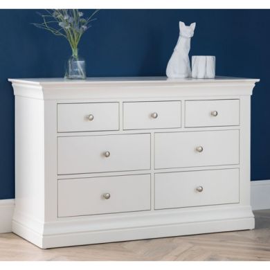 Clermont Wooden Chest Of Drawers In White With 7 Drawers
