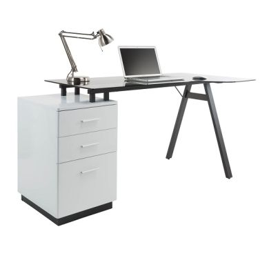 Cleveland Glass Computer Desk With Grey Frame