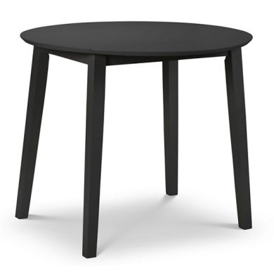 Coast Round Drop-Leaf Wooden Dining Table In Black