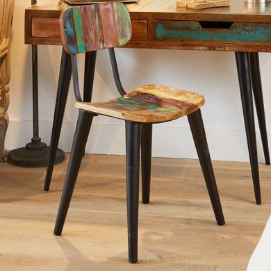 Coastal Chic Wooden Reclaimed Wood Dining Chairs In Pair