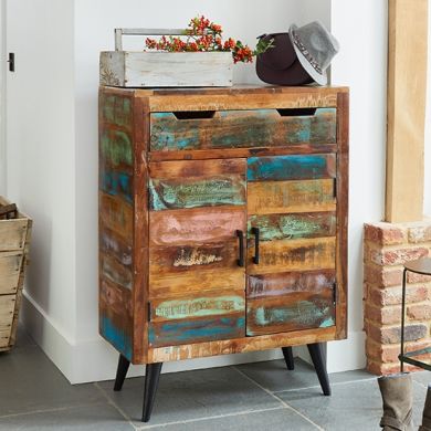 Coastal Chic Wooden Shoe Storage Cabinet In Reclaimed Wood