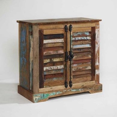 Coastal Wooden 2 Doors Sideboard In Reclaimed Wood