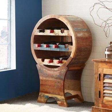 Coastal Wooden Wine Cabinet In Reclaimed Wood