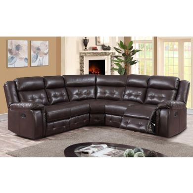 Cobalt LeatherLux And PU Recliner Corner Sofa In Expresso