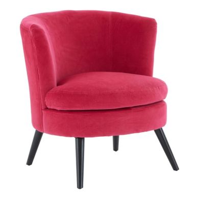 Vroketa Round Plush Velvet Armchair In Pink With Metal Legs